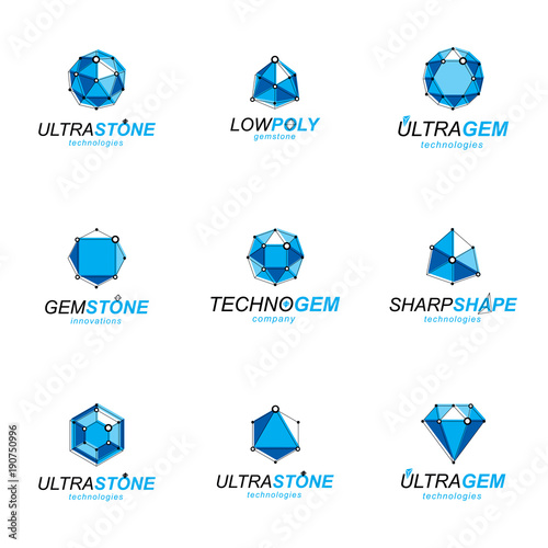 Set of abstract 3d faceted ...