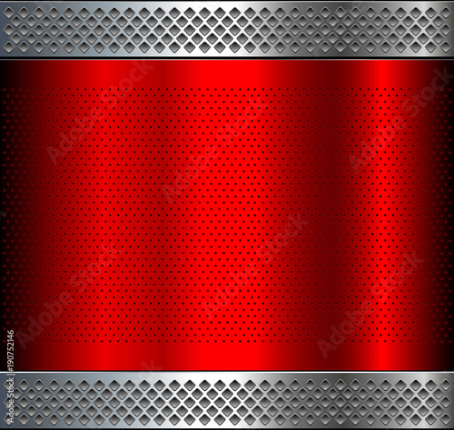 Metallic background, metal perforated texture, vector polished metal