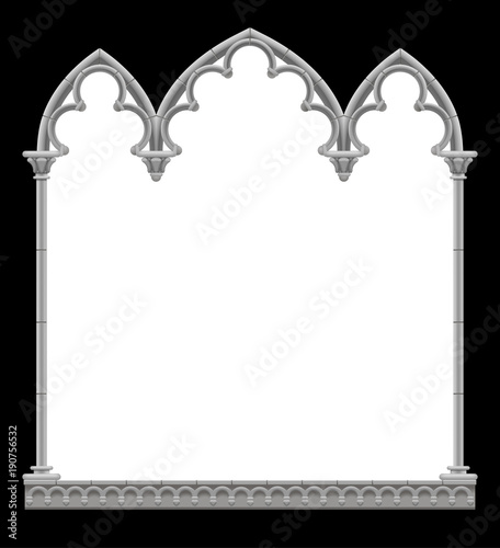 Classic gothic architectural decorative frame in black and white colors