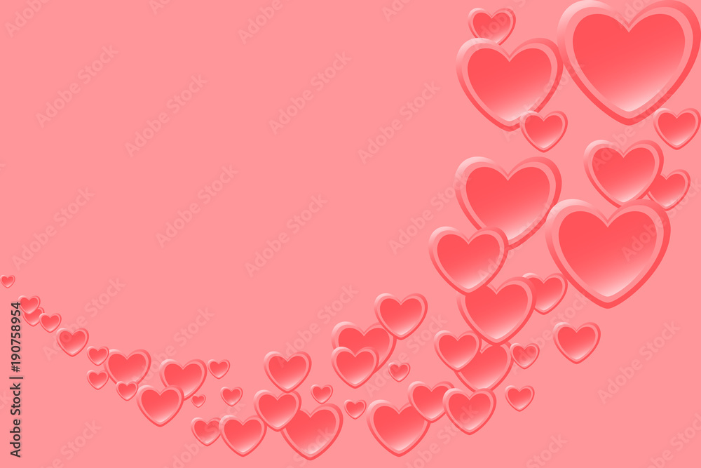 Pink hearts. Vector illustration EPS10 for Valentines, Wedding, Greeting Card