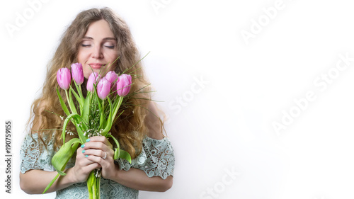attractive woman with flowers  