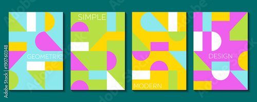 Set of 4 simple geometric modern template designs. Vector illustration.