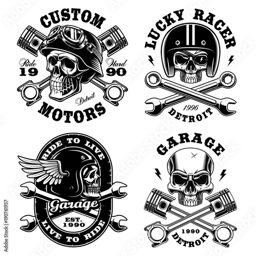 Set of Biker skulls.