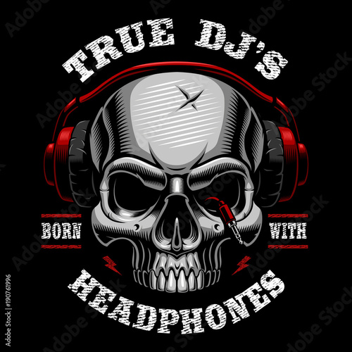 Vector illustration of skull dj