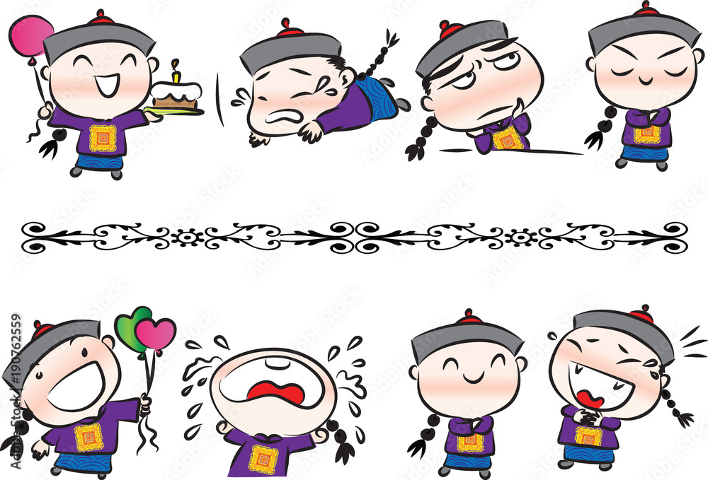 Chinese zombies cartoon set Chinese zombies cartoon set