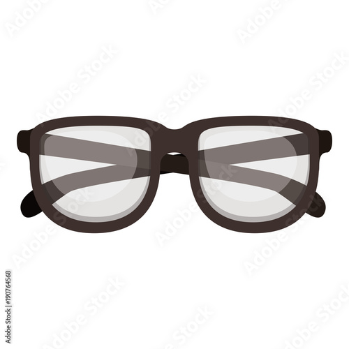 glasses with brown frame silhouette in white background vector illustration