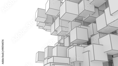 Abstract Image Of Cubes Background In Gray Toned