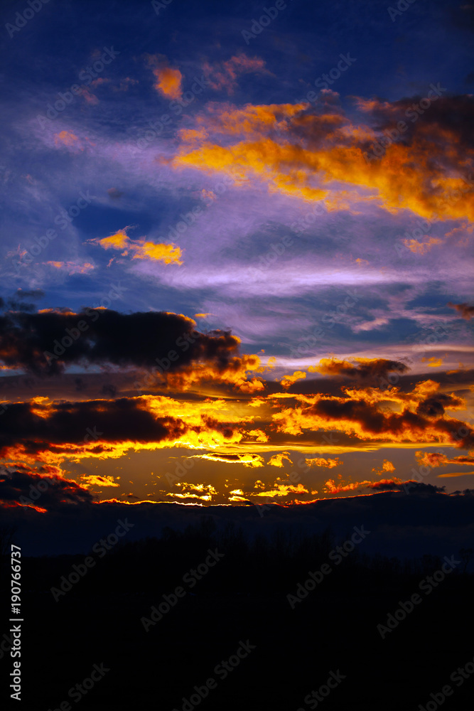Beautiful sky twilight time sunset clouds orange blue yellow mood peace calm peaceful landscape