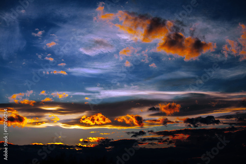 Beautiful sky twilight time sunset clouds orange blue yellow mood peace calm peaceful landscape