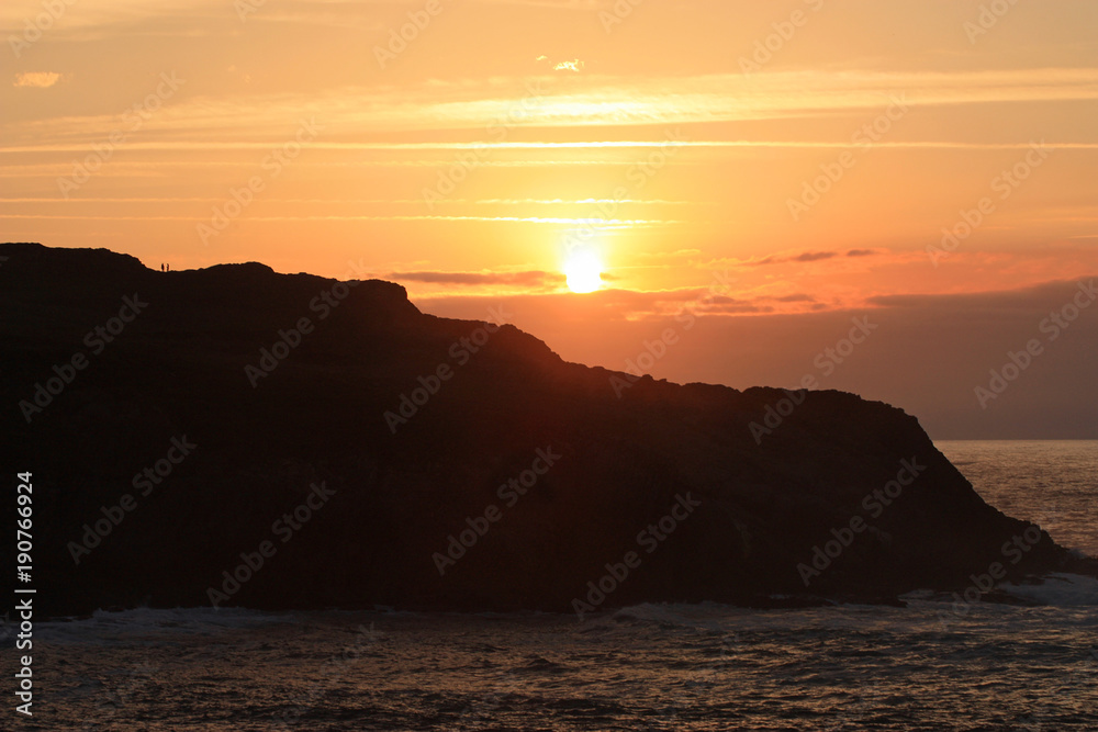 Bluff in sunset time, Cantabria, Spain