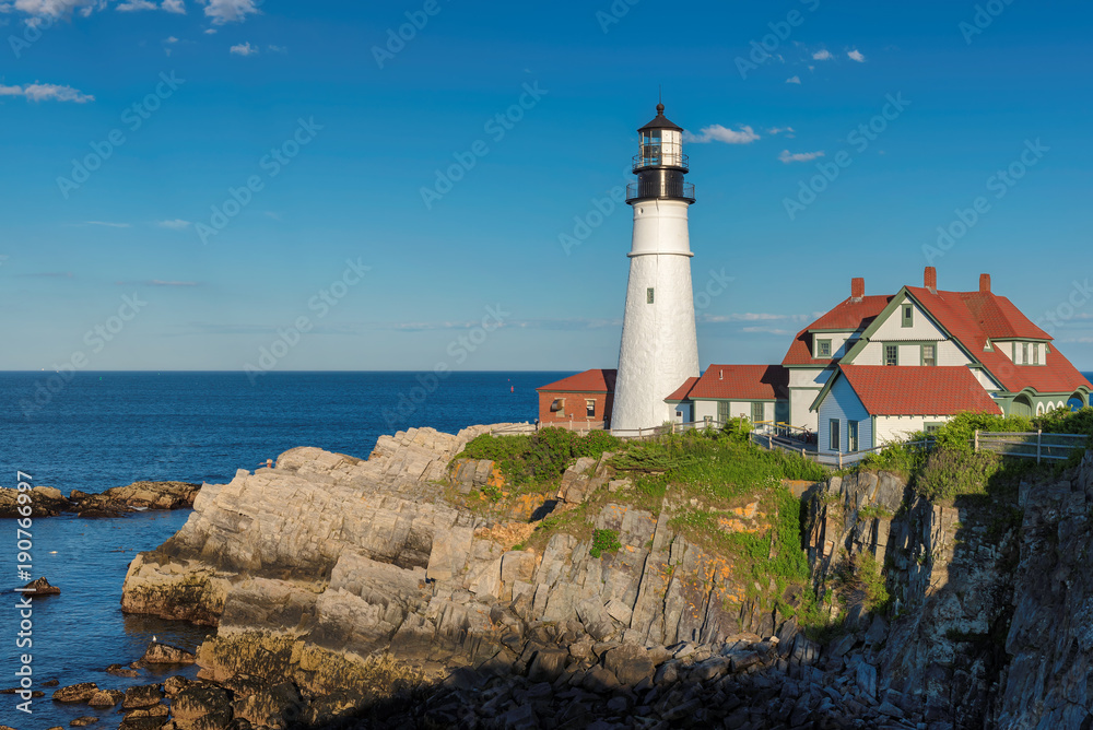 Portland Lighthouse in Cape Elizabeth, Maine, USA.  