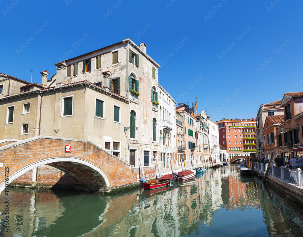 The canals of Venice on a bright sunny day, Italy