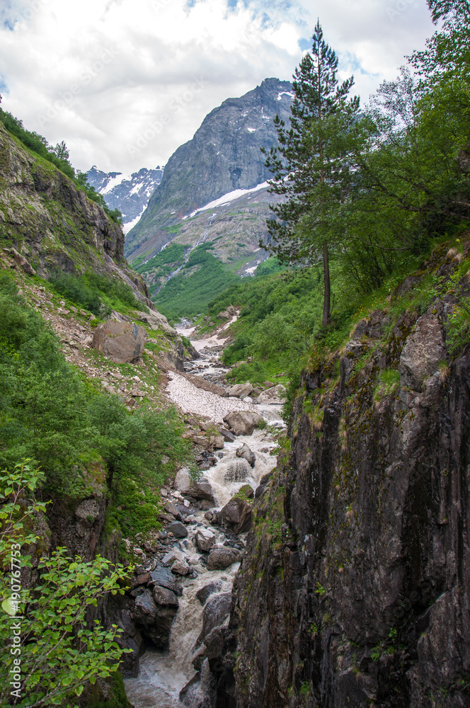 Mountain river, a whirlpool. The Mountains Of Dombai.