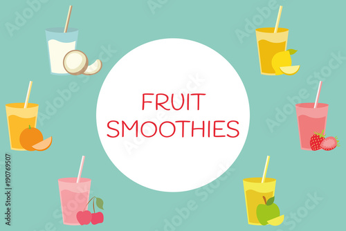 Set of healthy natural cocktail drink in glasses. Fresh organic collection of summer smoothie.