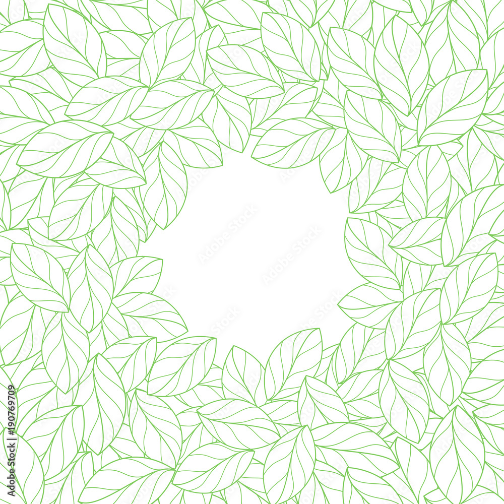 Fototapeta premium Round frame made of linear leaves