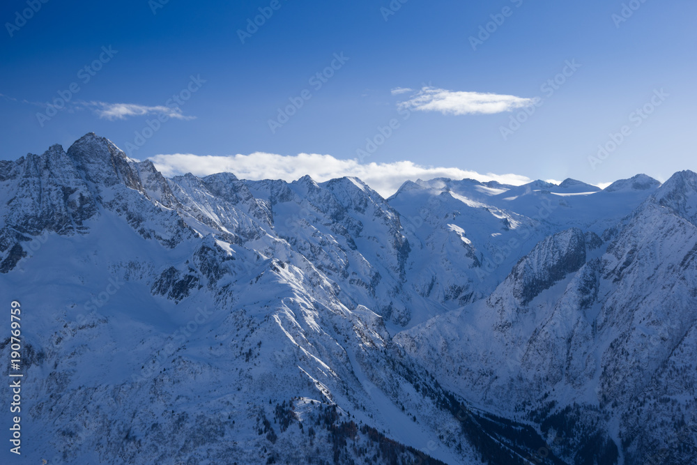 Fototapeta premium Panoramic mountain view, Passo Tonale, Italy