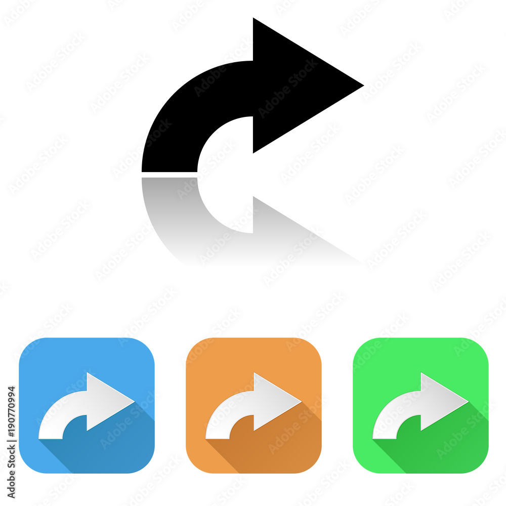 Arrow icon. Colored set of right arrow signs Arrow icon. Colored set of right arrow signs