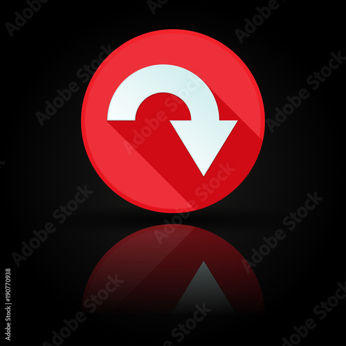 Free Download Arrow icon. Red sign with reflection on black background. Down symbol - GFXLoad