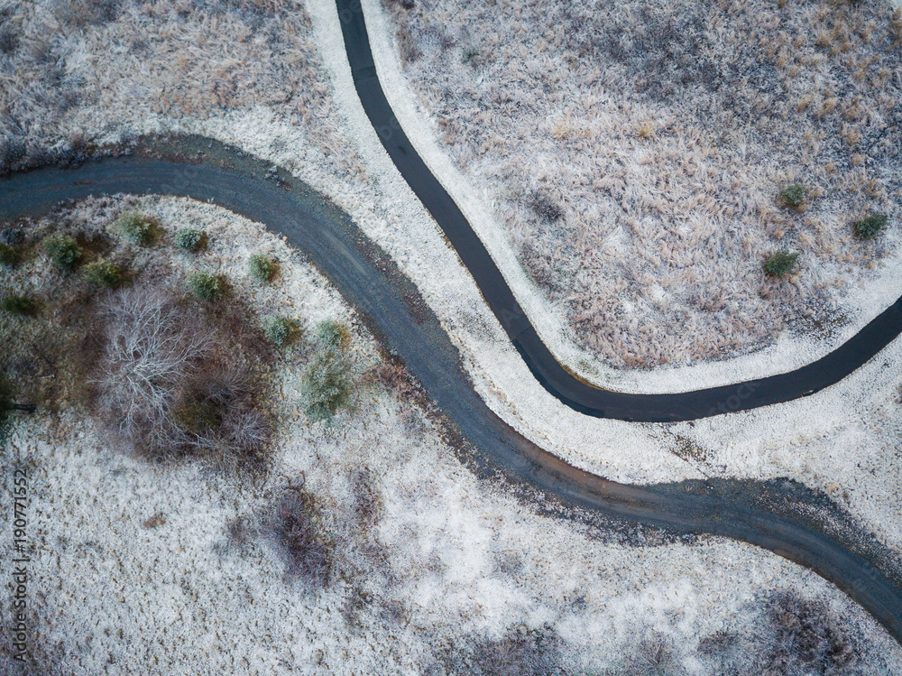 Aerial of Frozen Carnegie Lake 