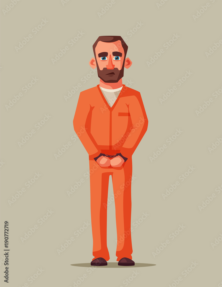 Prisoner In Prison. Character Design. Cartoon Illustration Stock Vector ...