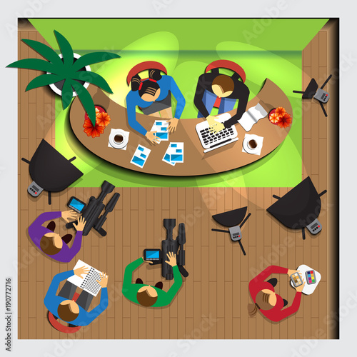 TV studio. View from above. Vector illustration.