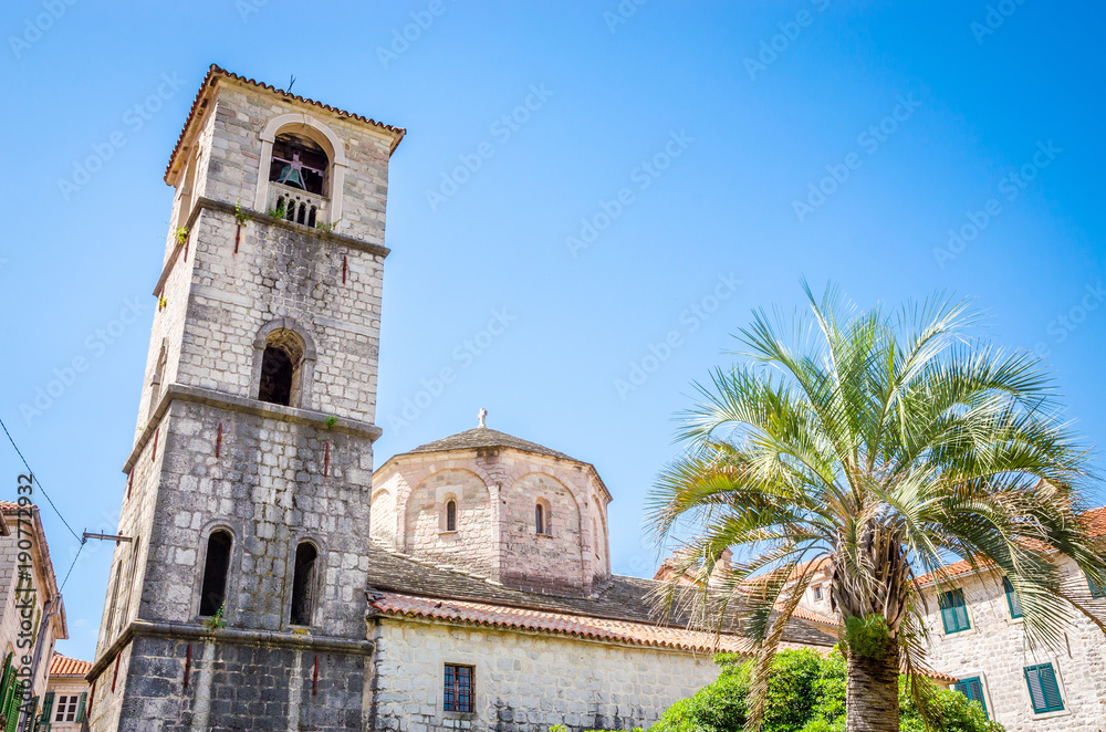 Fototapeta premium Beautiful narrow streets of old town Kotor, Montenegro.