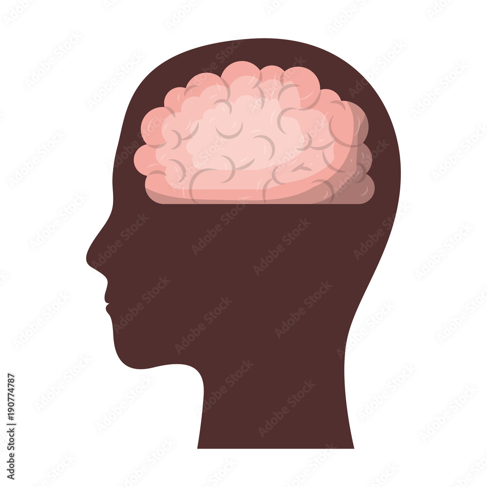 human head face brain science mind intelligence vector illustration
