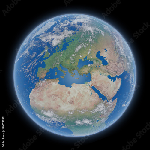Fototapeta Naklejka Na Ścianę i Meble -  View of blue planet Earth in space 3D rendering elements of this image furnished by NASA