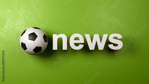 Soccer Ball and News Text Against Wall
