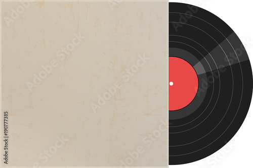 Vinyl Record with grungy empty cover, free copy space, vector illustration