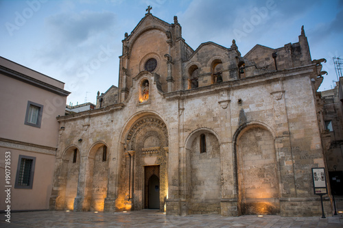 Horizontal View of the Church of St. John Baptist. Matera, South of Italy
