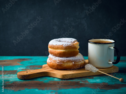 Donuts and coffee cup