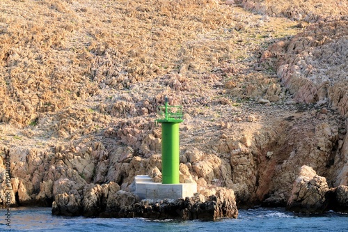 green lighthouse on the island Rab, Croatia