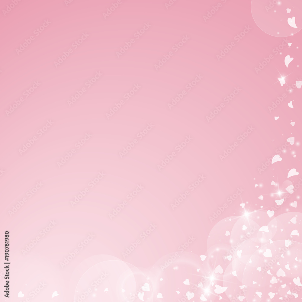 Falling hearts valentine background. Abstract right bottom corner on pink background. Falling hearts valentines day fetching design. Vector illustration. Falling hearts valentine background. Abstract right bottom corner on pink background. Falling hearts valentines day fetching design. Vector illustration.