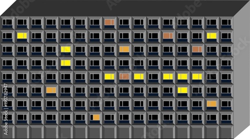 Apartment block with 16x8 windows