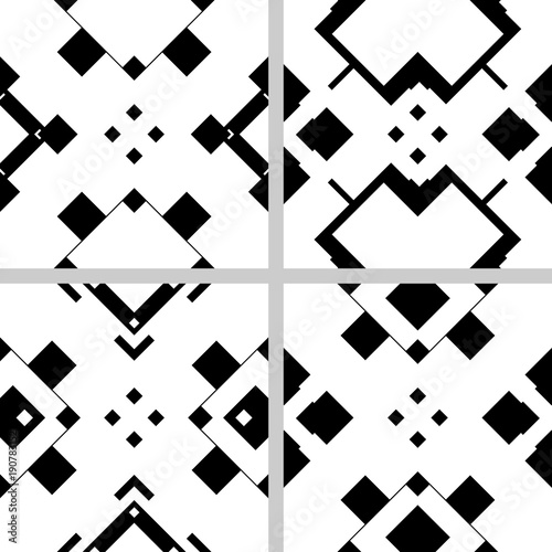 set of monochrome seamless patterns
