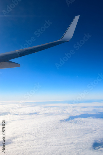 View from an airplane above the clouds