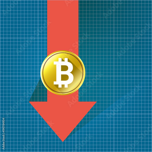 vector bitcoin market crash graph on blueprint background. Bitcoin hype concept vector illusrtation with blank space fo text. depreciation of bitcoin. Bitcoin Price Drops