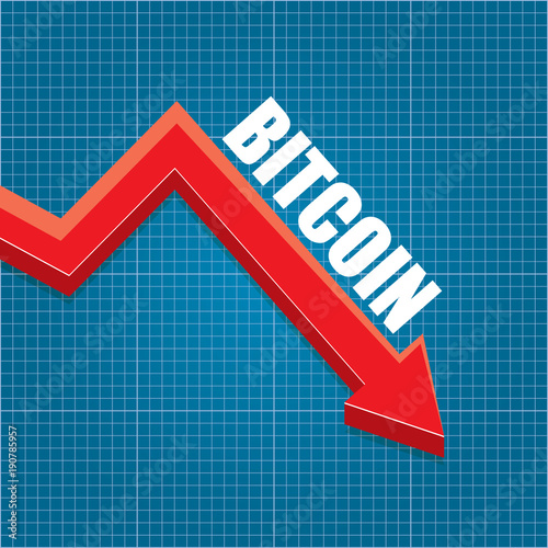 vector bitcoin market crash graph on blueprint background. Bitcoin hype concept vector illusrtation with blank space fo text. depreciation of bitcoin. Bitcoin Price Drops
