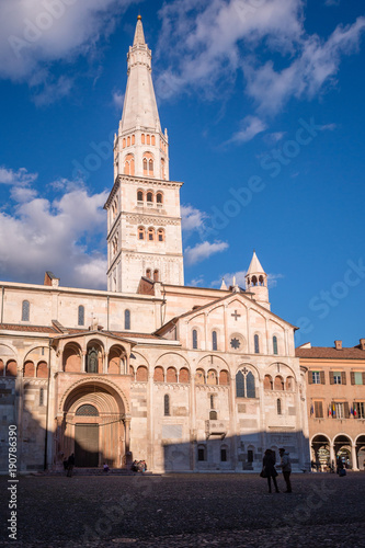 Modena, Emilia Romagna, Italy. Piazza Grande square and Ghirlandina