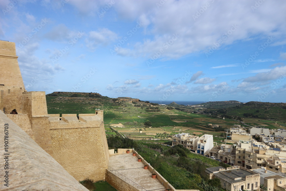 View to Gozo from Citadella of Rabat, Gozo, Malta