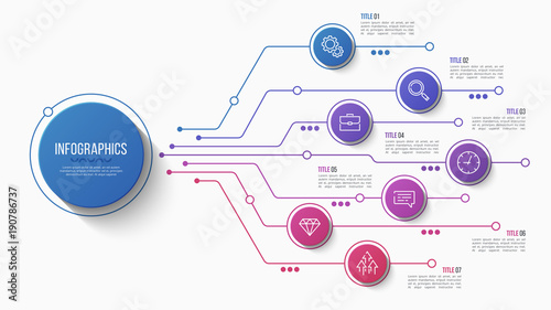 Vector 7 options infographic structure chart