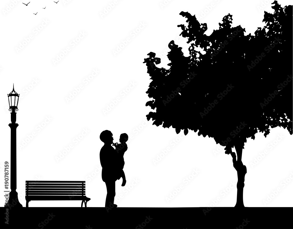 The grandchild give away a grandmother of flowers bouquet, one in the series of similar images silhouette The grandchild give away a grandmother of flowers bouquet, one in the series of similar images silhouette