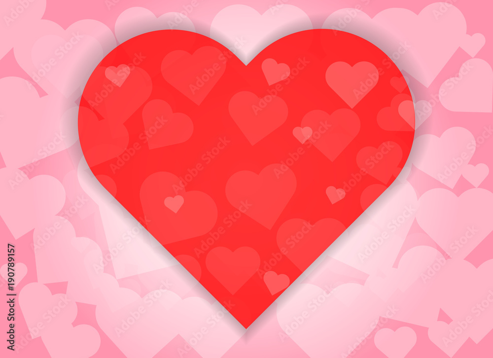 Happy valentines day red heart shape abstract background.