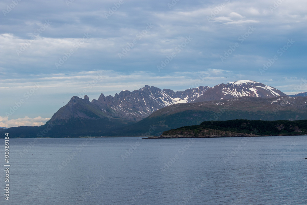 Impressive mountain landscape along the coast of northern Norway. 