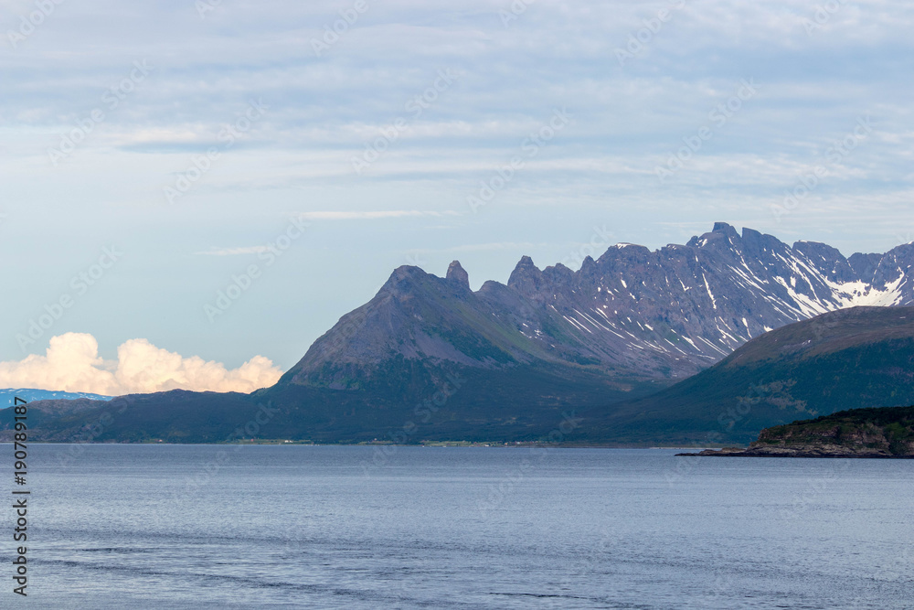 Impressive mountain landscape along the coast of northern Norway. 