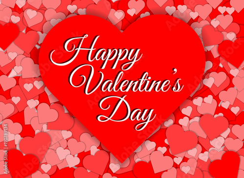 Happy valentines day red heart shape abstract background.