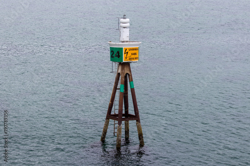 Fototapeta Naklejka Na Ścianę i Meble -  Sea mark/navigation sign in Nordland county, Norway. 