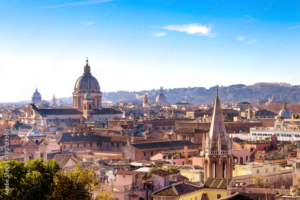 Aerial view of the Rome Italy. Beautiful cityscape view of Rome