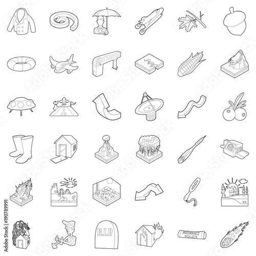 Air quality icons set, outline style